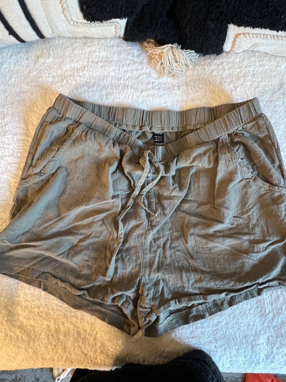 Women’s Elastic Waist Shorts - Black and Olive - Picture 5 of 7